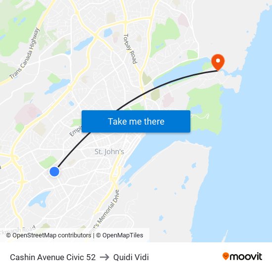 Cashin Avenue Civic 52 to Quidi Vidi map