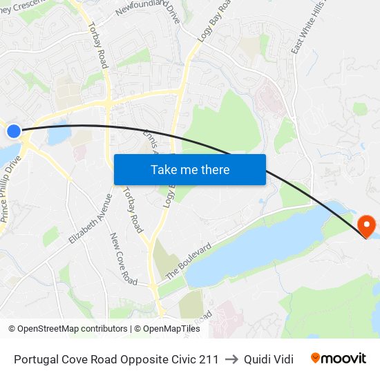 Portugal Cove Road Opposite Civic 211 to Quidi Vidi map