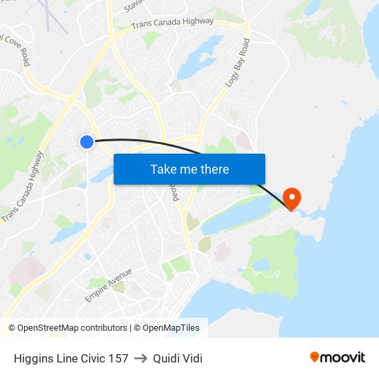 Higgins Line Civic 157 to Quidi Vidi map