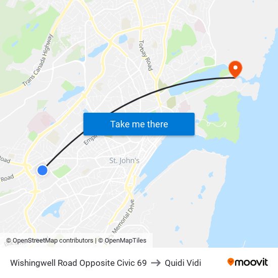 Wishingwell Road Opposite Civic 69 to Quidi Vidi map