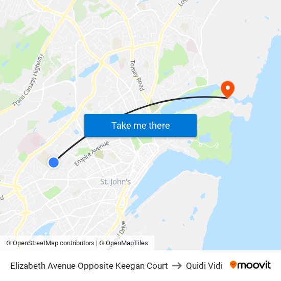 Elizabeth Avenue Opposite Keegan Court to Quidi Vidi map