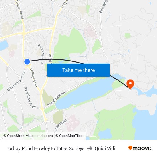 Torbay Road Howley Estates Sobeys to Quidi Vidi map