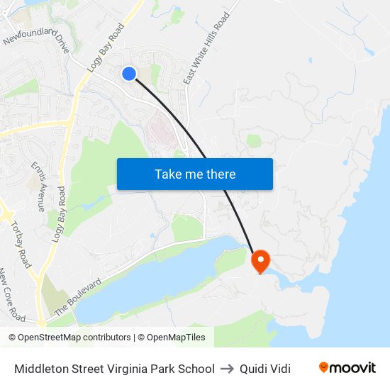 Middleton Street Virginia Park School to Quidi Vidi map