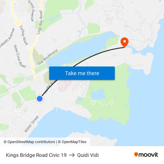 Kings Bridge Road Civic 19 to Quidi Vidi map