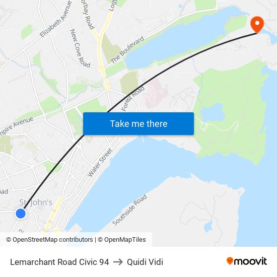 Lemarchant Road Civic 94 to Quidi Vidi map