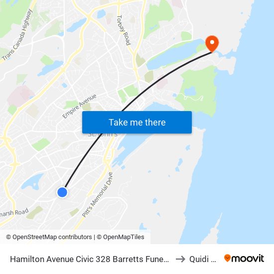 Hamilton Avenue Civic 328 Barretts Funeral Home to Quidi Vidi map