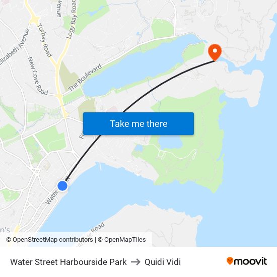 Water Street Harbourside Park to Quidi Vidi map