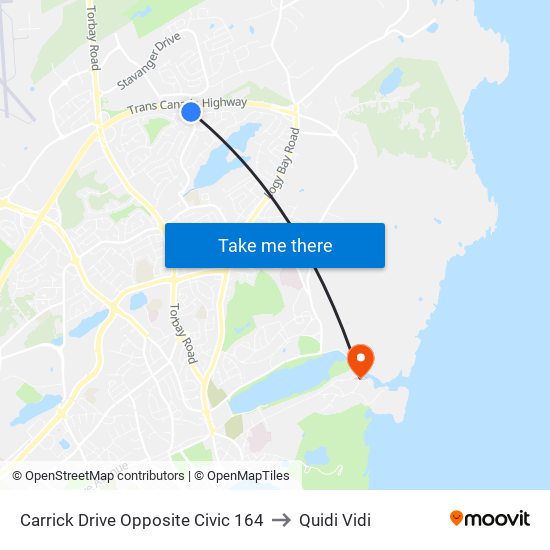 Carrick Drive Opposite Civic 164 to Quidi Vidi map