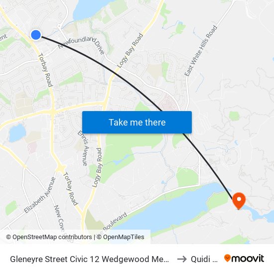 Gleneyre Street Civic 12 Wedgewood Medical Center to Quidi Vidi map