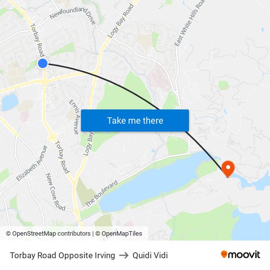 Torbay Road Opposite Irving to Quidi Vidi map