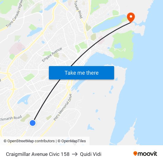 Craigmillar Avenue Civic 158 to Quidi Vidi map