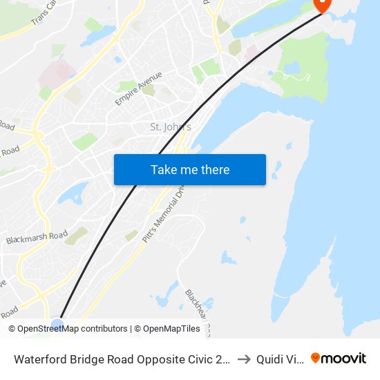 Waterford Bridge Road Opposite Civic 280 to Quidi Vidi map