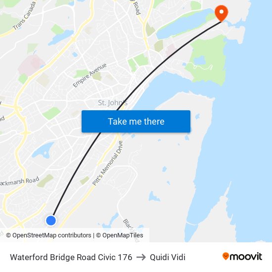 Waterford Bridge Road Civic 176 to Quidi Vidi map