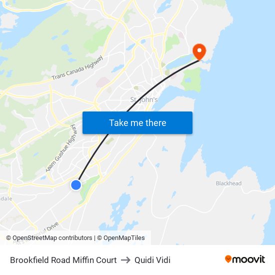 Brookfield Road Miffin Court to Quidi Vidi map