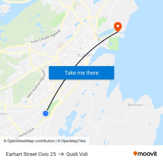 Earhart Street Civic 25 to Quidi Vidi map