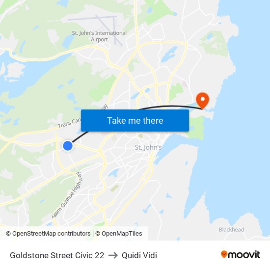 Goldstone Street Civic 22 to Quidi Vidi map