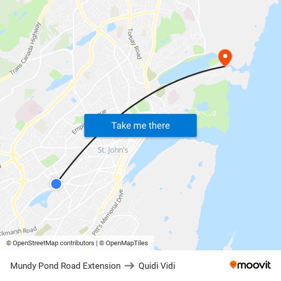 Mundy Pond Road Extension to Quidi Vidi map