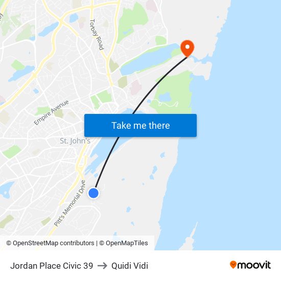 Jordan Place Civic 39 to Quidi Vidi map