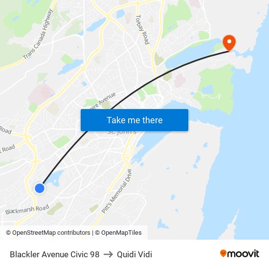 Blackler Avenue Civic 98 to Quidi Vidi map