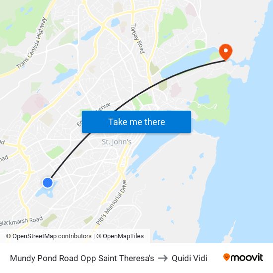 Mundy Pond Road Opp Saint Theresa's to Quidi Vidi map