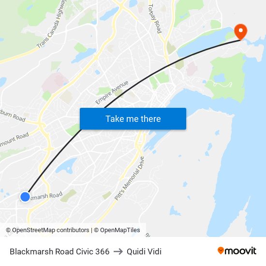 Blackmarsh Road Civic 366 to Quidi Vidi map