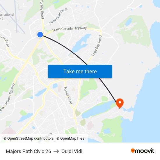 Majors Path Civic 26 to Quidi Vidi map