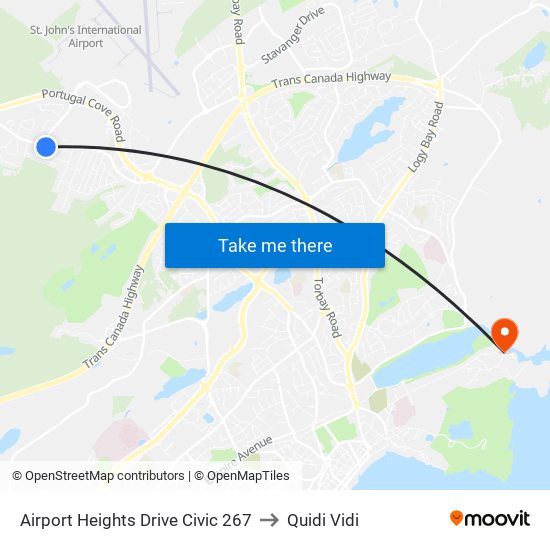 Airport Heights Drive Civic 267 to Quidi Vidi map