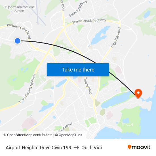 Airport Heights Drive Civic 199 to Quidi Vidi map