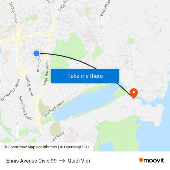 Ennis Avenue Civic 99 to Quidi Vidi map