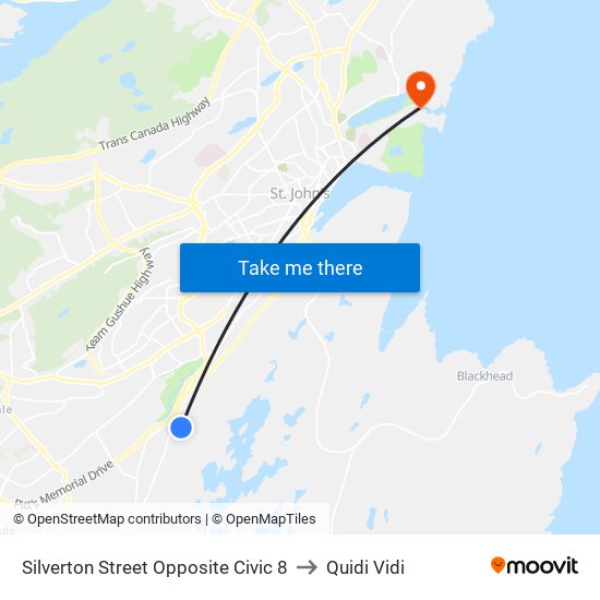 Silverton Street Opposite Civic 8 to Quidi Vidi map