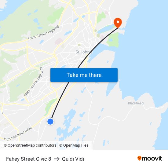 Fahey Street Civic 8 to Quidi Vidi map