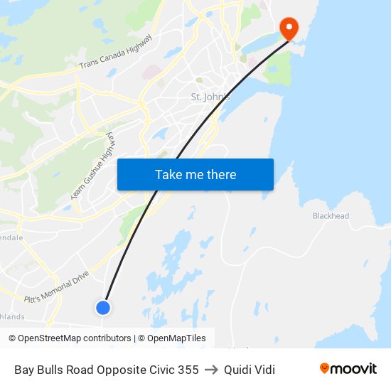 Bay Bulls Road Opposite Civic 355 to Quidi Vidi map