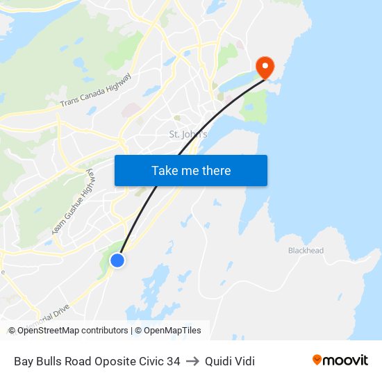 Bay Bulls Road Oposite Civic 34 to Quidi Vidi map