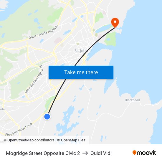 Mogridge Street Opposite Civic 2 to Quidi Vidi map