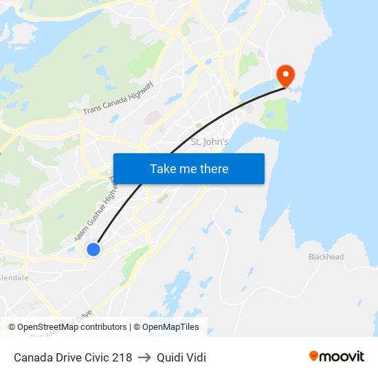 Canada Drive Civic 218 to Quidi Vidi map