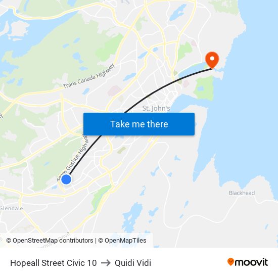 Hopeall Street Civic 10 to Quidi Vidi map
