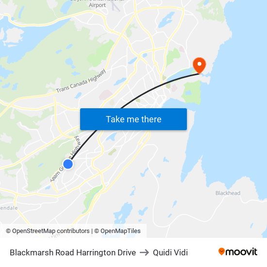 Blackmarsh Road Harrington Drive to Quidi Vidi map