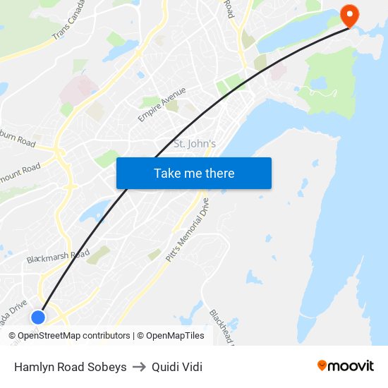 Hamlyn Road Sobeys to Quidi Vidi map