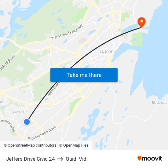 Jeffers Drive Civic 24 to Quidi Vidi map