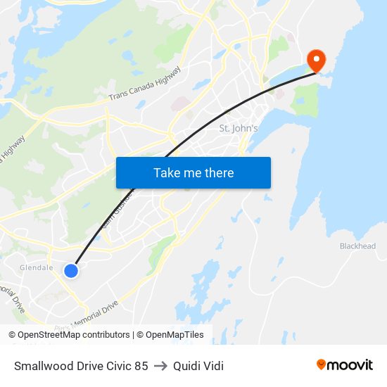 Smallwood Drive Civic 85 to Quidi Vidi map