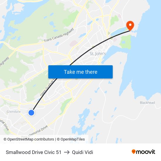 Smallwood Drive Civic 51 to Quidi Vidi map