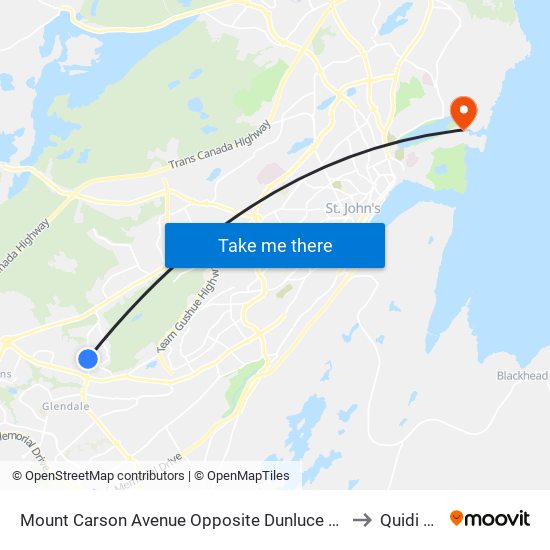 Mount Carson Avenue Opposite Dunluce Crescent to Quidi Vidi map