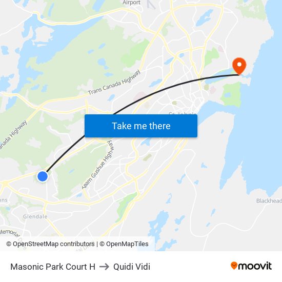 Masonic Park Court H to Quidi Vidi map