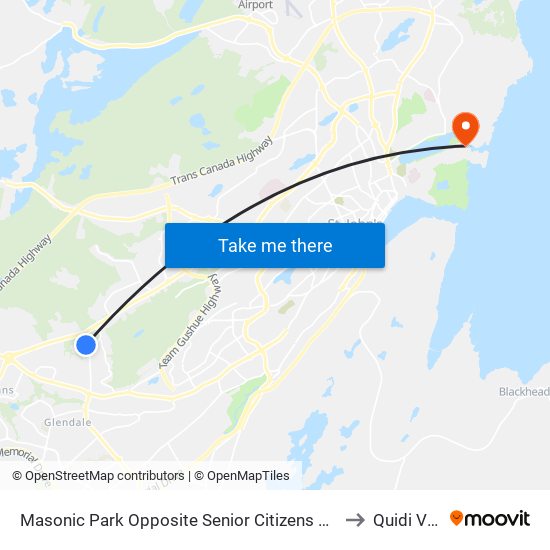 Masonic Park Opposite Senior Citizens Club to Quidi Vidi map