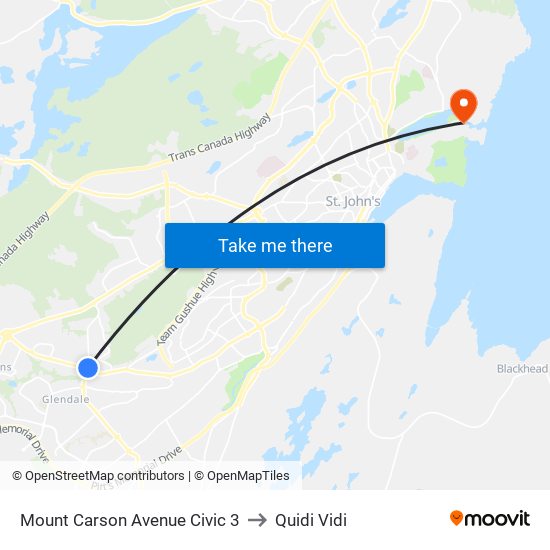 Mount Carson Avenue Civic 3 to Quidi Vidi map