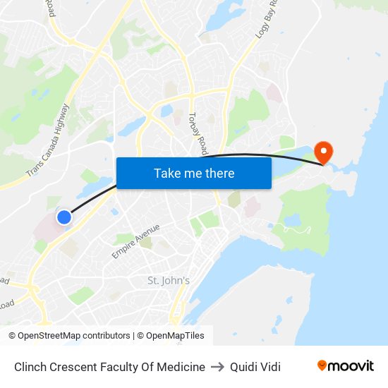 Clinch Crescent Faculty Of Medicine to Quidi Vidi map