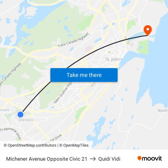 Michener Avenue Opposite Civic 21 to Quidi Vidi map