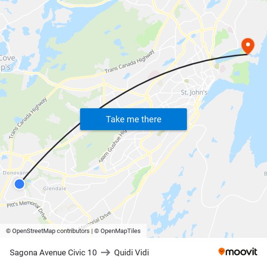 Sagona Avenue Civic 10 to Quidi Vidi map