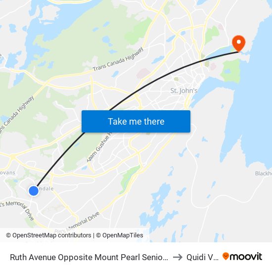 Ruth Avenue Opposite Mount Pearl Senior High to Quidi Vidi map