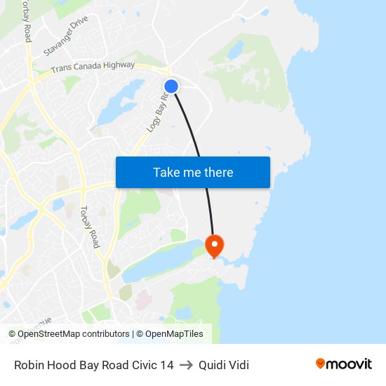 Robin Hood Bay Road Civic 14 to Quidi Vidi map